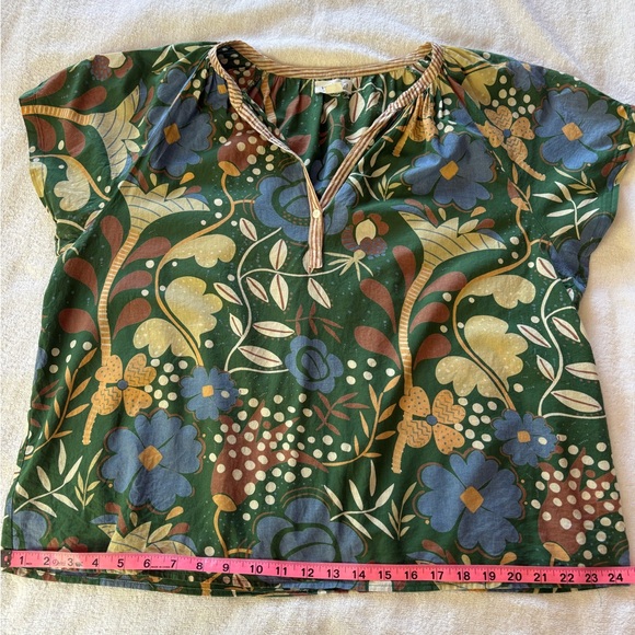 Floral Green and Blue Blouse - Picture 5 of 9